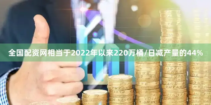 全国配资网相当于2022年以来220万桶/日减产量的44%
