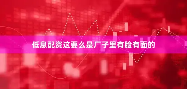 低息配资这要么是厂子里有脸有面的